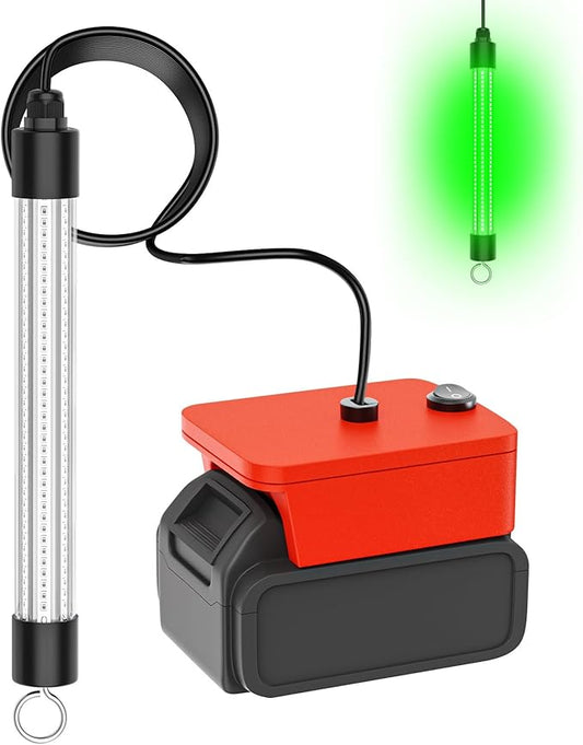 Milwaukee 18Vバッテリー対応水中集魚灯、LEDグリーンライト 30W IP68 3000ルーメン 魚誘引 夜釣り ドック ボート カヤック用（バッテリーなし）