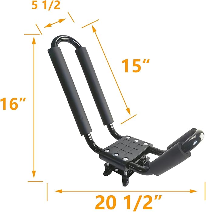 2-Pack Kayak Roof Rack Carrier - Heavy-Duty J-Style Crossbar Mount for Kayak/Canoe/Surf Ski (75lb Capacity), Includes 4 Ratchet Tie-Down Straps & Rust-Resistant Hardware (Fits Square/Oval/Flat Bars)