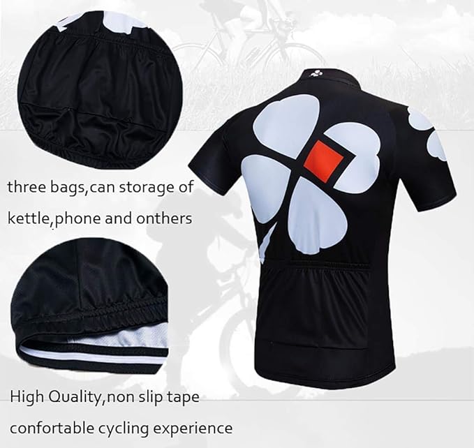 Men's Quick-Dry Cycling Jersey Set Road Bike Bicycle Shirt + Bib Shorts with 9D Gel Pad MTB Riding Clothing Kit