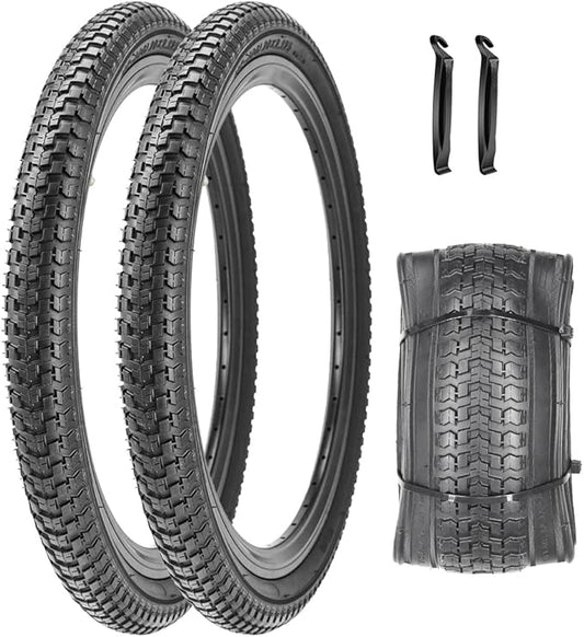 SIMEIQI 2 Pack 20"x2.125"/ 26"x2.1"/ 29"x2.125" Inch Bike Tire with 2 Levers for Mountain Foldable Replacement Beach Bicycle Tires
