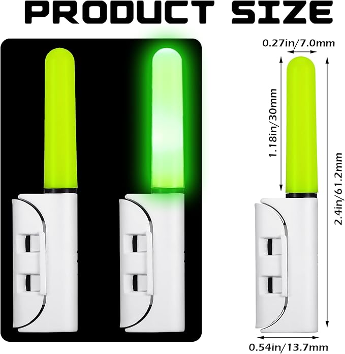 6個釣り用グロースティック LED 釣り竿ライト ナイトフィッシュアラート グロースティック 8個充電式CR425バッテリーとバッテリー充電器付き