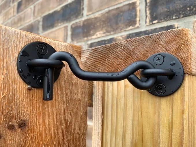 4” Privacy Hook and Eye Gate Latch Easy Lock for Barn Door, Black