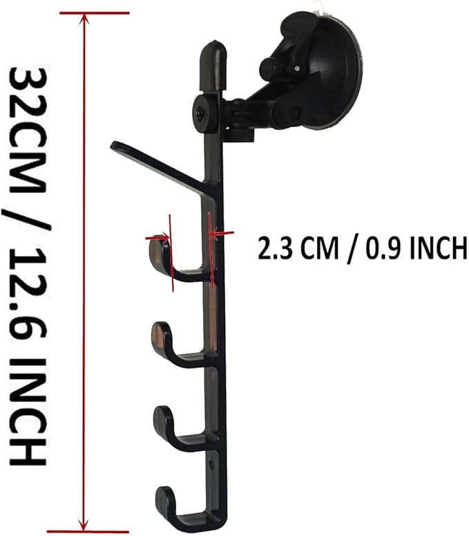 Adjustable Fishing Pole Rack & Holder - Vehicle & Boat Storage for Car, Truck, SUV & RV - Suction Cup Mounted - No Rods Included - 1 Pair
