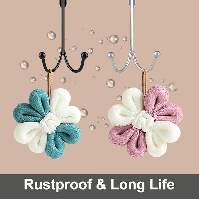 HFHOME 2Packs Over The Door Double Hanger Hooks, Metal Twin Hooks Organizer for Hanging Coats, Hats, Robes, Towels- Black