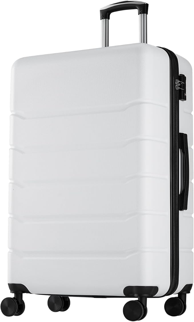 Sweetcrispy 25IN Carry on Luggage, Expandable Hard Shell ABS Suitcase with 360° Swivel Wheels, TSA Lock, Lightweight, Cream White