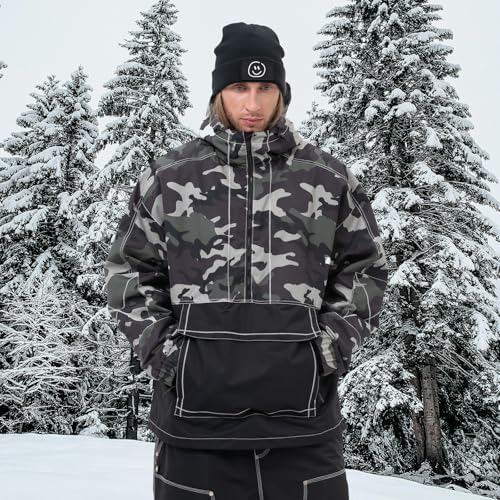 SNOWVERB Baggy Snowboard Hooded Jacket Ski Snow Cargo Coat for Mens Womens