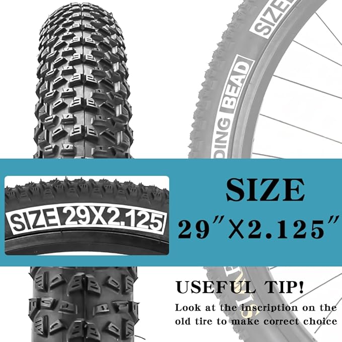 2 Pack 26x2.1 / 29x2.125 Bike Tires 3mm Anti-Puncture Layer with or Without 26x1.75/2,125 Inner Tubes for Mountain Trail City Bicycle Folading Replacement Tyres