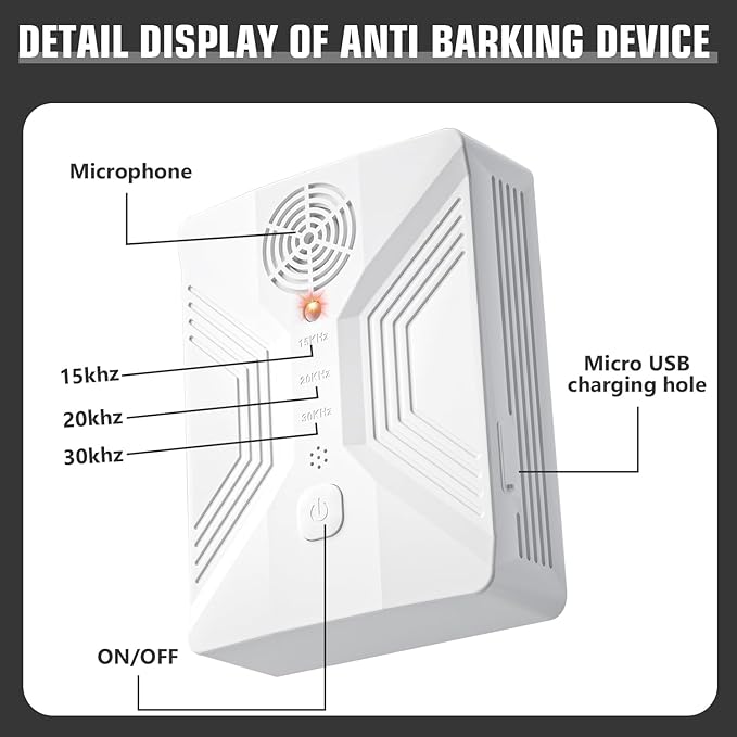 Anti Barking Devices, 3 Modes Ultrasonic Bark Box, Dog Bark Deterrent Devices, Dog Barking Stopper, Anti Barking Device for Dogs Long Range 50ft, Barking Control Devices for Dog Training in Outdoor