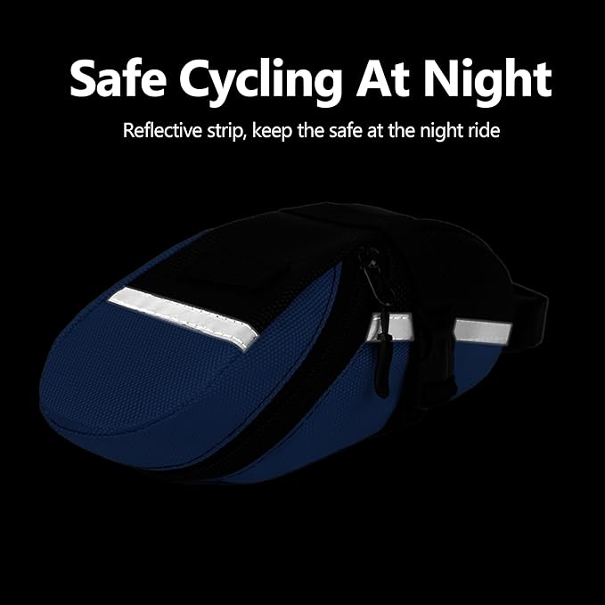 Bike Seat Bag - Bicycle Saddle Bag Under Seat Cycling Accessories Storage Pouch Wedge Pack for Mountain & Road Bike - Blue