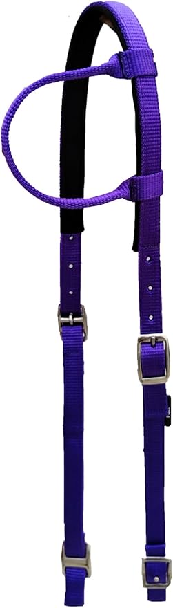 Majestic Ally Nylon Padded Sliding Single Ear Headstall for Horses- Set of 2 - Multiple Colors