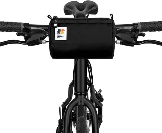 Oso Supply Co Handlebar Bike Bag – Water-Resistant Hard Shell with Quick-Access Zipper, Side Mesh Pockets, and Spacious Storage – Ideal for Cycling, Commuting, and Adventure Rides (Black)
