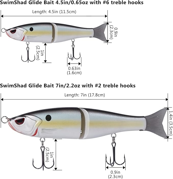 Bassdash スイムシャッド グライドベイト ジョイントスイムベイト バス パイク サーモン トラウト マスキー用釣りルアー