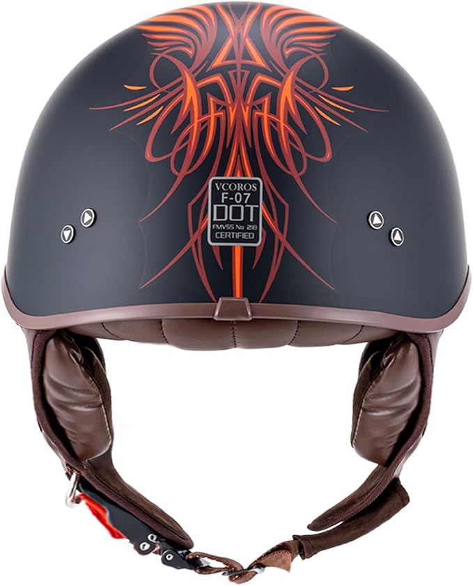 VCOROS Half Helmet Motorcycle DOT Approved Open Face Helmet F07 with Sun Visor and Quick Release Buckle for Adults Men and Women (Angel,XXL)