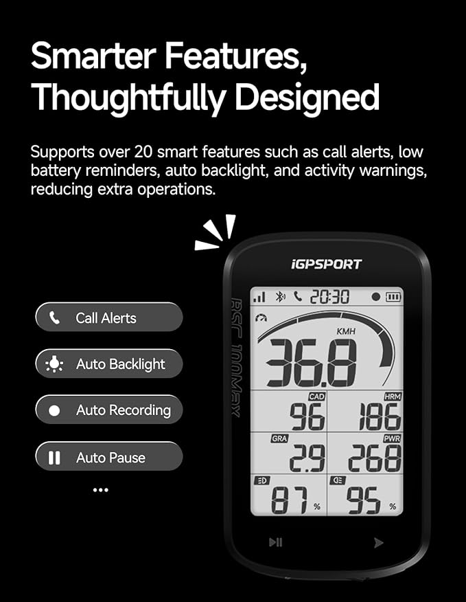 iGPSPORT BSC100MAX GPS Bike Computer, 3'' Screen Auto Start/Stop Custom Data 40H Waterproof Bicycle Computer Wireless