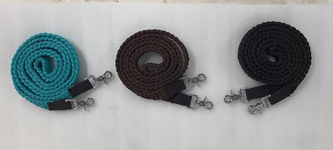 8' Braided Cotton Rein for Horse Headstall with Snaps Soft and Durable Reins