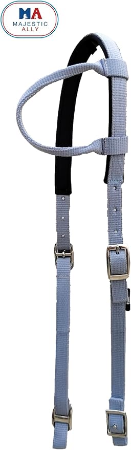 Majestic Ally Nylon Padded Sliding Single Ear Headstall for Horses- Set of 2 - Multiple Colors