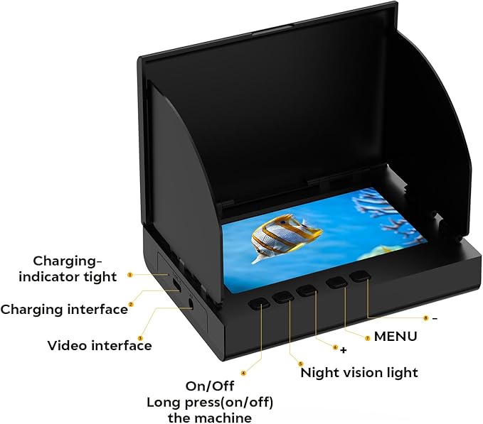4.3inch Underwater Fishing Camera,65ft Cable 220° Ultra Wide Angle 21pcs IR Lights with Night Vision,Portable Storage Bag,5000mAh Fish Finder for Ice Fishing,Lake,Boat,Kayak