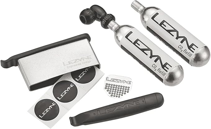 LEZYNE Twin Repair Kit | Durable Compact Bicycle C02 & Tire Repair Package| Includes Twin Speed CO2 Inflator, 2 Threaded CO2 Cartridges, Power Levers & Smart Kit