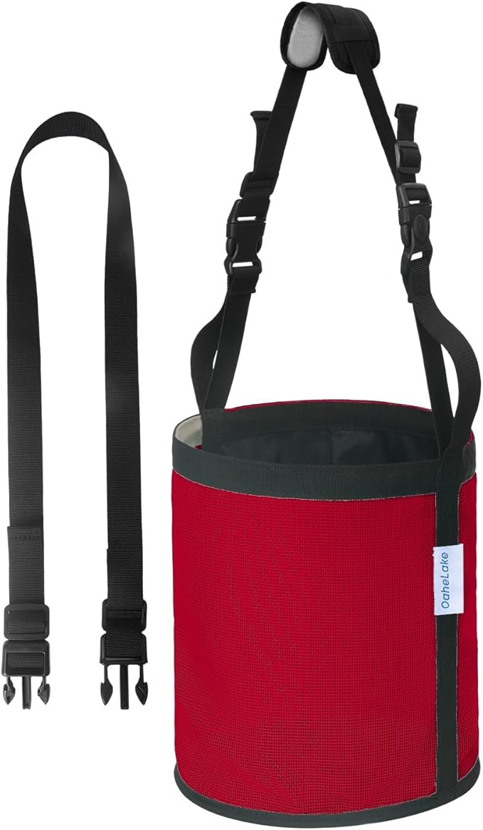 Horse Feed Bag for Grain, Breathable Mesh Feed Bags for Horses, Muzzle Feedbag for Feeding Grain, Anti-Spill Design Feeder, Soft Neck Pad Nose Pad, Universal Fit (Red Pack of 1)