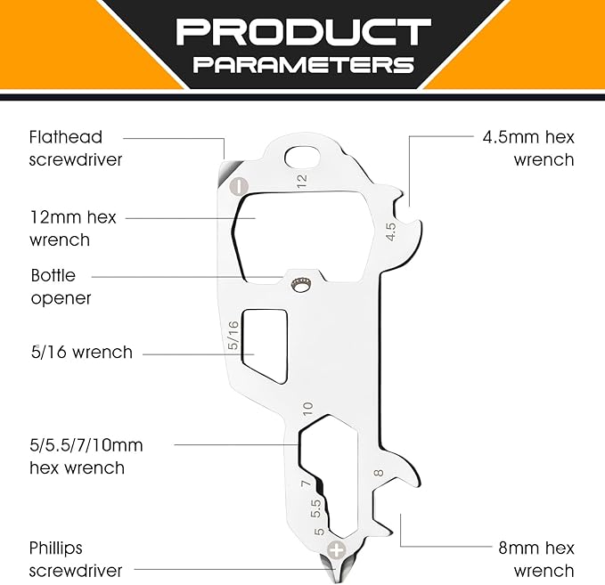 Father's Day Gifts for Dad from Daughter Son, Keychain Multi-tool 11 in 1 Pocket Gadgets Tools Bottle Opener Screwdriver, EDC Tool Key Ring Anniversary Birthday Gifts for Men Him (Car)