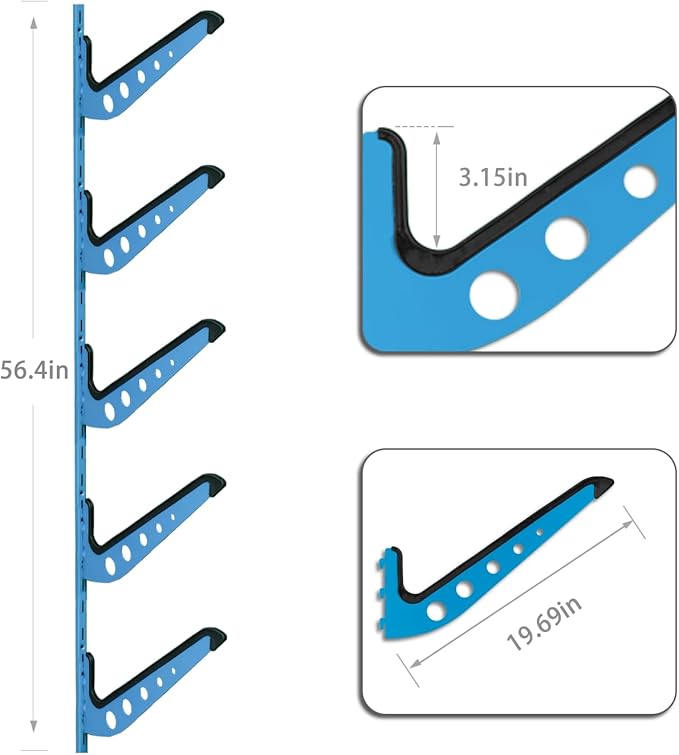 ShouRong Snowboard Wall Mount, Adjustable 5/6 Board Surfboard Rack, Surfboard Wall Hangers for Surfboard, Wakeboard, and Snowboard Storage at Home or Garage