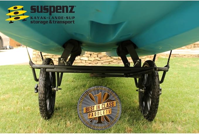 Suspenz Kayak Canoe Transport Cart, All-Terrain Super Duty Trolley Carrier with No-Flat Airless Wheels and Kickstand, 350 lb Load Capacity, Black (22-9908)