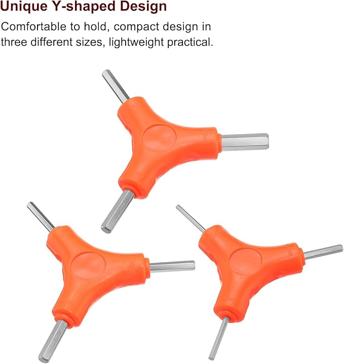 HARFINGTON 3pcs Y-Shaped 3 Way Bike Hex Wrench Set 2.5/3/4mm 3/4/5mm 5/6/8mm Y-Type Inner Hex Wrench All-In-One Multi Portable Biking Torque Spanner for Bicycle Cycling Repair Tool, Yellow