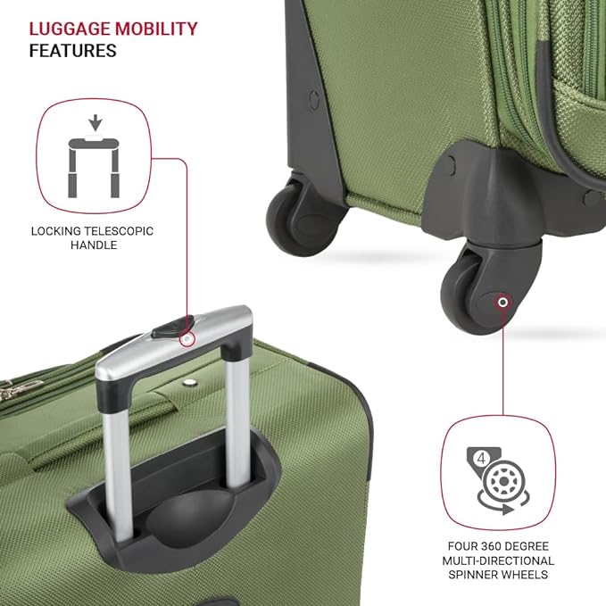 SwissGear Sion ソフトサイド 拡張可能ラゲッジ スピナーホイール付き、エバーグリーン、預け荷物用大型29インチ
