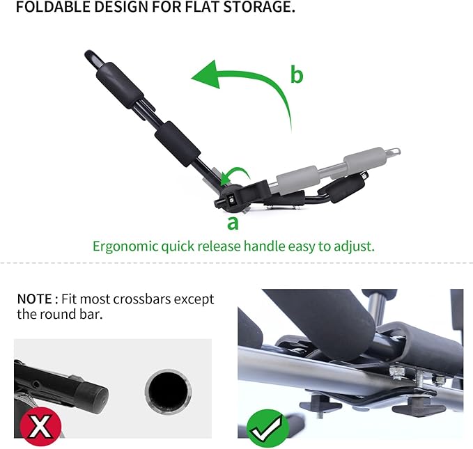 Leader Accessories Folding Kayak Rack 4 PCS/Set J Bar Car Roof Rack for Canoe Surf Board SUP On Roof Top Mount on SUV, Car and Truck Crossbar with 4 pcs Tie Down Straps