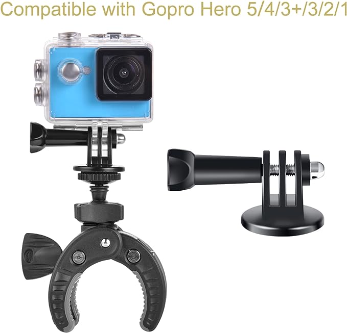 UTEBIT Camera Mount Clamp, Umbrella Clamp Motorcycle Camera Pole Mount Desk Holder Accessories, 360° Ballhead 1/4" Thread Holes with Phone Tripod Mount, Super Clamp for Gopro/DSLR/Stabilizer