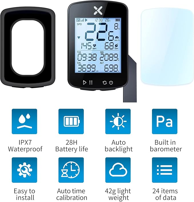 XOSS G+ Gen2 GPS Bike Computer with Mount, 2.2" Bluetooth Wireless Cycling Speedometer, Type-C Multifunctional ANT+ Bicycle Odometer with Auto Backlight and IPX7 Waterproof Bike Tracker (4 in 1)