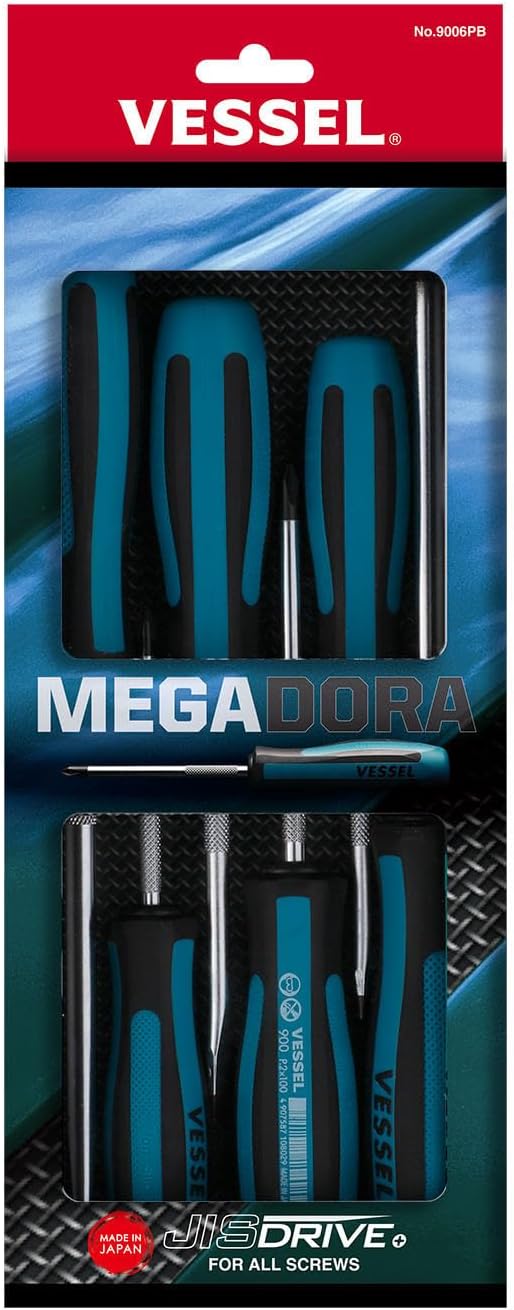 VESSEL MEGADORA Screwdriver Set 6pcs. 9006PB (Paper Box)