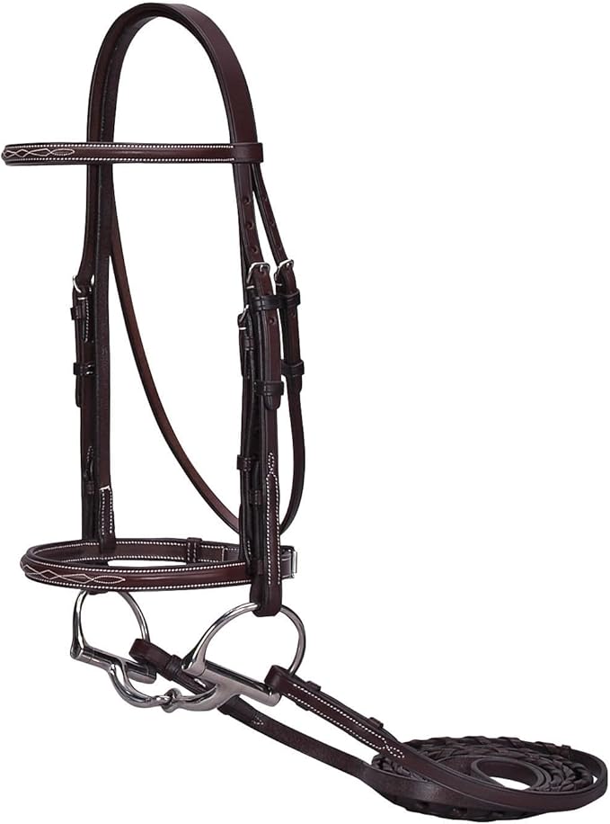 Dover Saddlery Suffolk Hunter Fancy-Stitched Bridle, Color: Fancy Stitched, Size: Cob-C/S