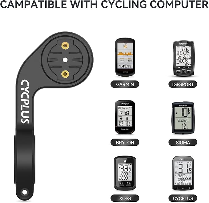 CYCPLUS Cycling Out Front Bike Mount Designed for All Cycling Computer, Garmin Edge 520 530 820 830 1000 GPS and Other Normal Models, Fits 12.5 inches(31.8mm) Diameter Handlebars Only.