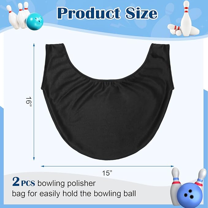 COITEK Bowling Seesaw Bag 2 Pack, Bowling Polisher Bag Carrier Ball Cleaner Holder, Black, 15' X 16'