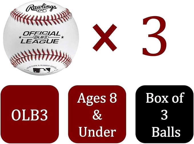 Rawlings | Official League Recreational Use Practice Baseballs | OLB3 | Youth/8U | 3 Count