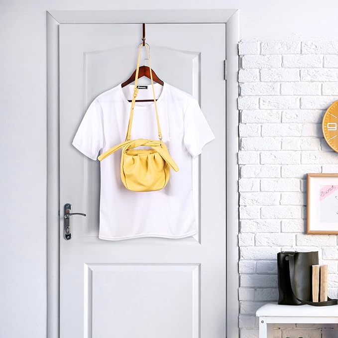 Hotop 4 Pieces Over The Door Hooks Hanger Multi Hanging Storage Organizers Valet Hooks for Coats Clothes Hoodies Hats Scarves Purses Keys Bath Towels Robes and More (Bronze)