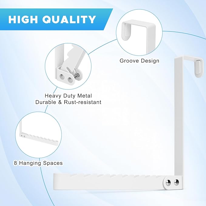 FYY Over The Door Hooks Hanger, 1 Pack Collapsible Folding Over Door Clothes Drying Rack Space Saving Laundry Hanging Storage Hook for Clothing, Coats, Towels for Bedroom Bathroom White