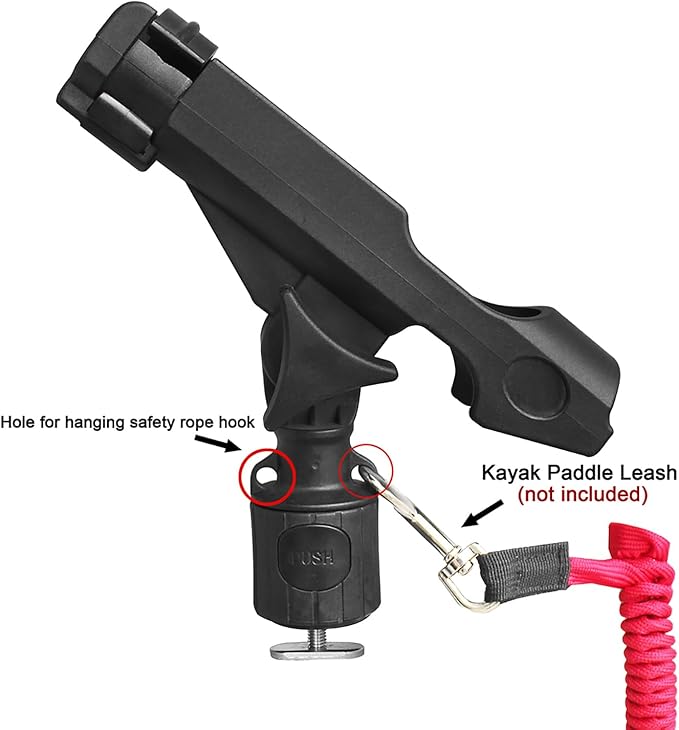 Kayak Fishing Rod Holder , Fishing Boat Rods Holder with T-Shaped Screw, 360° Adjustable Kayak Fishing Pole Holder Mounted Track or Kayak,