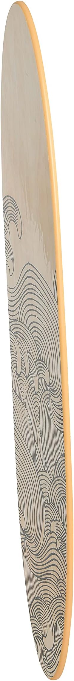 Creative Co-Op Coastal Decorative Surfboard Wall Décor, Wave Design Overlaid On Natural Wood, Hangs Vertical or Horizontal