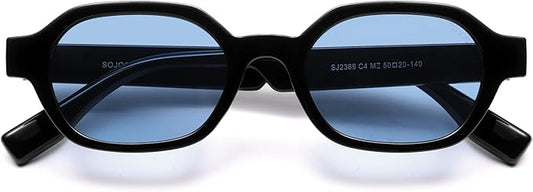 SOJOS レトロ偏光ヘキサゴンサングラス レディース メンズ、UV400 トレンディな長方形 70年代 80年代 90年代 シェード SJ2389