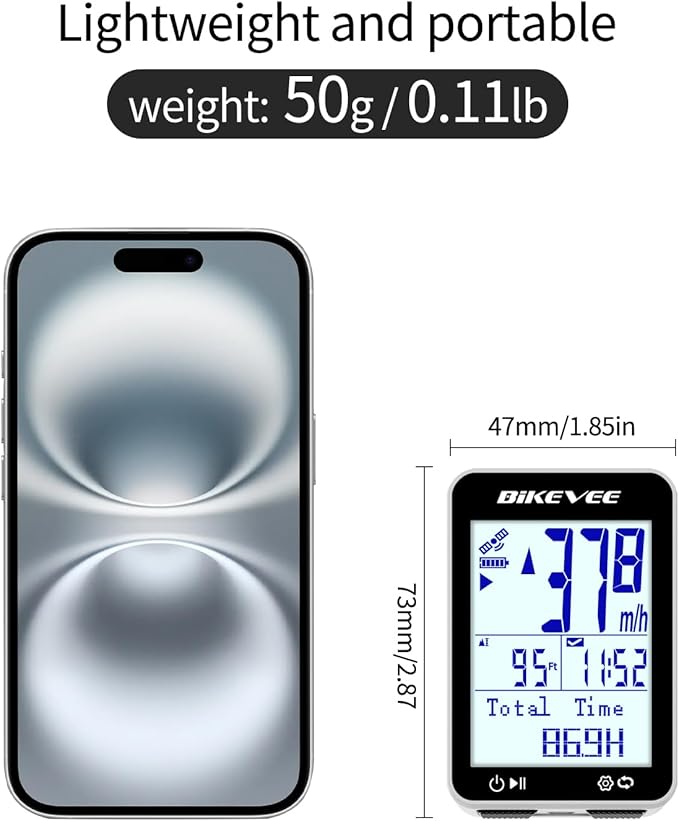 GPS Bike Computer Wireless Bicycle Speedometer Odometer 9 Languages Auto Backlight Auto Start Stop IPX7 Waterproof 2.4 Inch LCD Supports MPH KMH