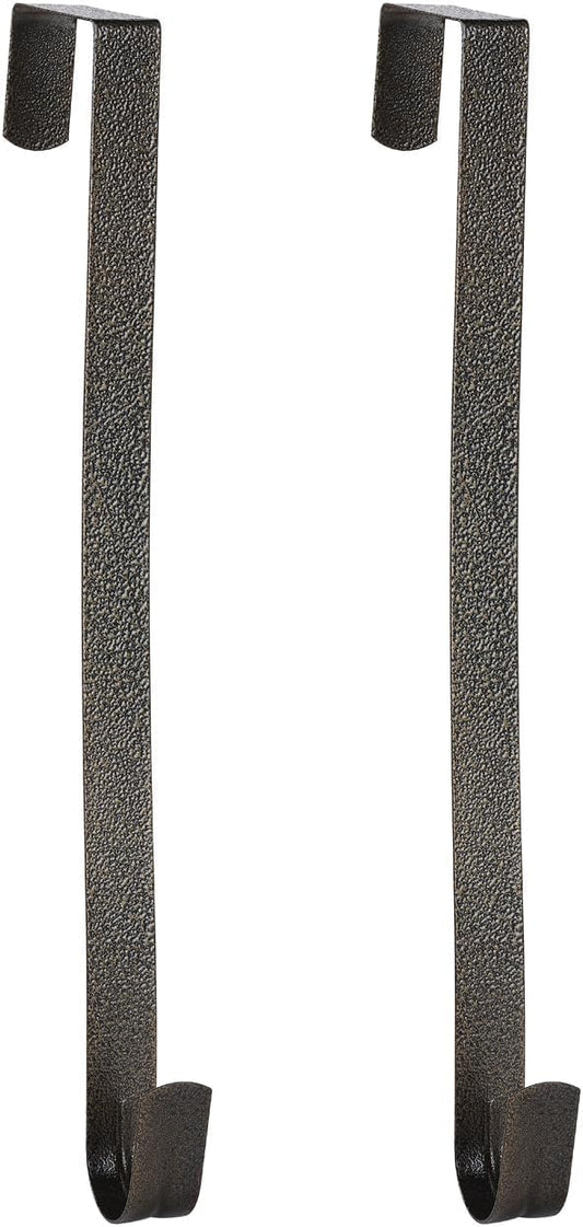 Sattiyrch 12" Wreath Hanger for Front Door,Steel Over The Door Hanger Hook,Wreath Door Hanger(Textured Bronze, 2)