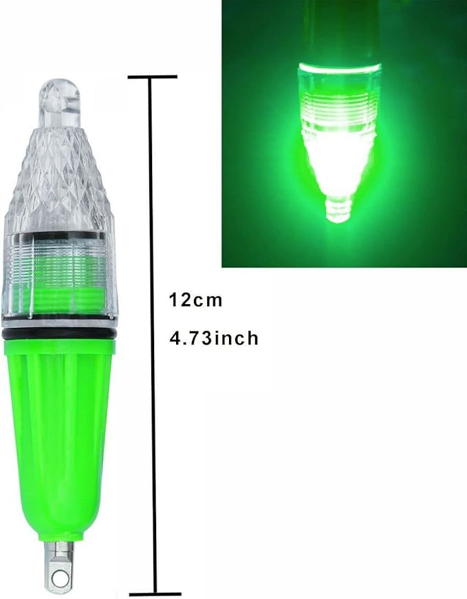 8-Pack Underwater Light Green Color 4.73 inch Deep Drop LED Light Waterproof Flashing Fishing Light Attractive Light Bait Lure Lamp