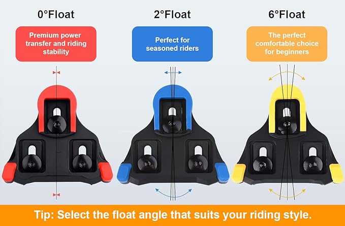 Road Bike Cleats Compatible with Shimano SPD-SL Pedals, Self-Locking Cleats for Outdoor Road & Indoor Cycling Shoes, 3-Hole Replacement Cleats for SH10/SH11/SH12 System