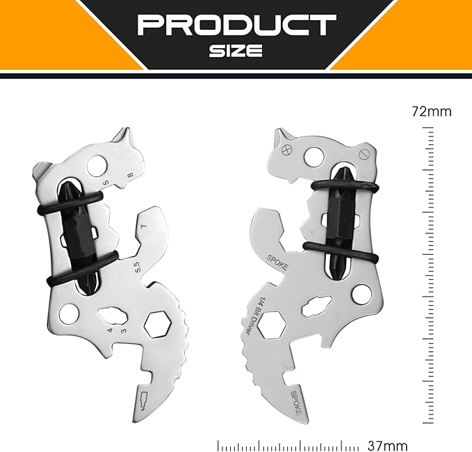 Father's Day Gifts for Dad from Daughter Son, Keychain Multi-tool 14 in 1 Pocket Gadgets Tools Bottle Opener Screwdriver, EDC Tool Key Ring Anniversary Birthday Gifts for Men Him (Rhino)