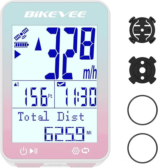 GPS Bike Computer Wireless Bicycle Speedometer Odometer 9 Languages Auto Backlight Auto Start Stop IPX7 Waterproof 2.4 Inch LCD Supports MPH KMH
