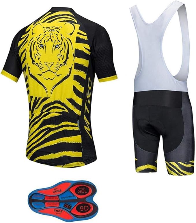 Men's Quick-Dry Cycling Jersey Set Road Bike Bicycle Shirt + Bib Shorts with 9D Gel Pad MTB Riding Clothing Kit