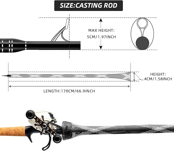 SF Fishing Rod Sock Fishing Rod Sleeve Rod Cover Braided Mesh Rod Protector Pole Gloves Fishing Tools for Spinning Fishing Rod,Casting Rod,Musky Rod, Ice Rod, Fly Rod, Spey Rod