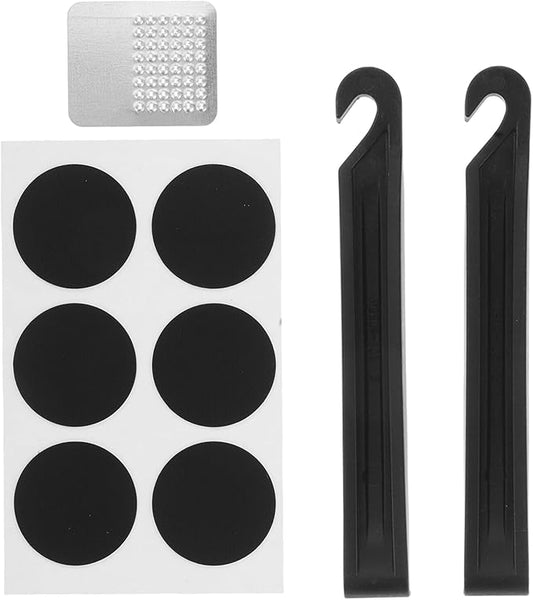 Kichvoe Bike Tire Repair Kit with 6 Tubeless Patches, 2 Sturdy Tire Levers, and 1 Metal Scraper, Portable Patch Kit for Road and Mountain Bike Flat Repairs